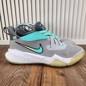 Nike Zoom Flight 2 Womens 7.5 (6Y) Gray Green Athletic Basketball Sneakers Shoes
